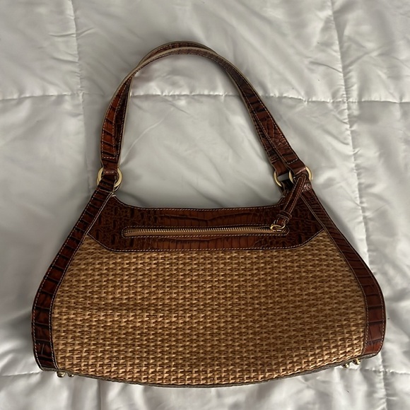 Brahmin Stella Tisbury Melbourne Crocodile Embossed Leather & Natural Woven Bag - Picture 4 of 7